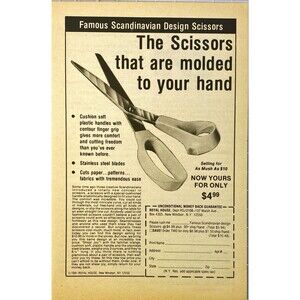 Royal House "The Scissors that are Molded to Your Hand" Vintage Print Ad 1982